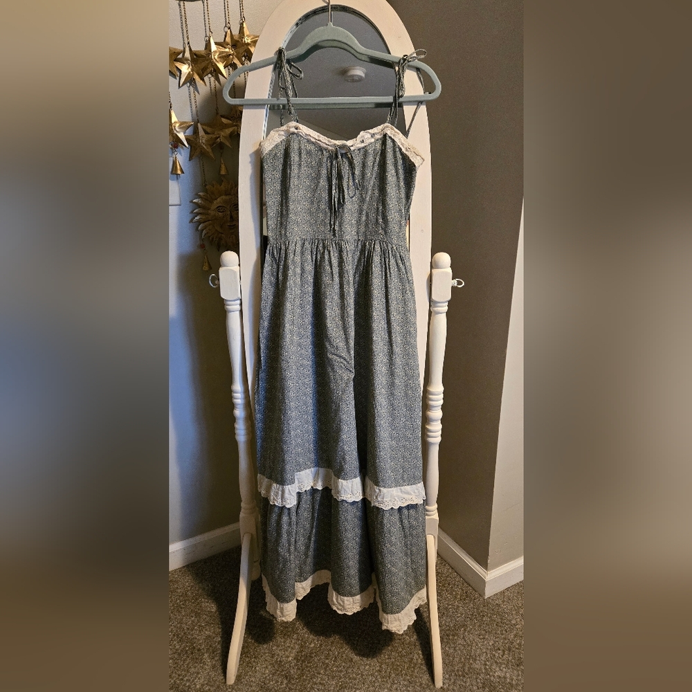 Christy Dawn Blue and White Lace Maxi Dress